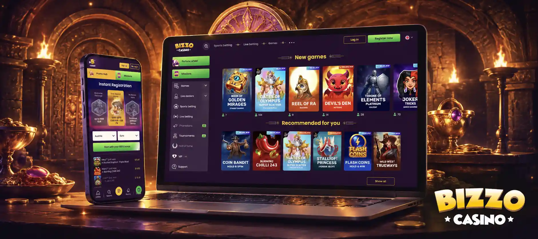Cum începi jocurile live la Bizzo Casino